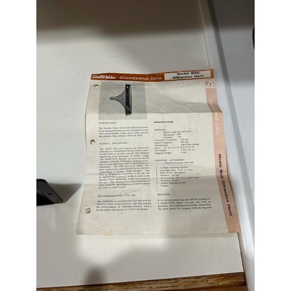 Electro Voice EV Metal Diffraction Horn 8HD Crossover 800 CPS New Open Box 2 P - Picture 6 of 14